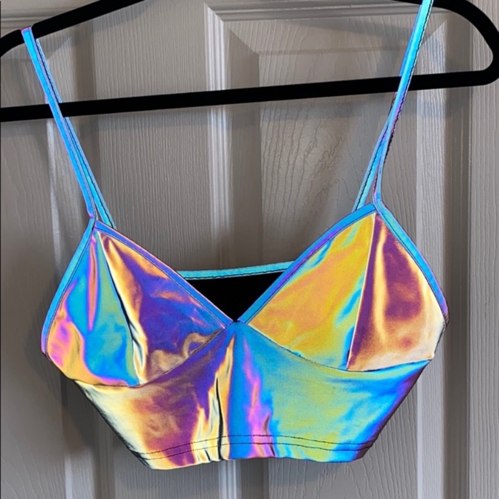 Reflective holographic crop top
